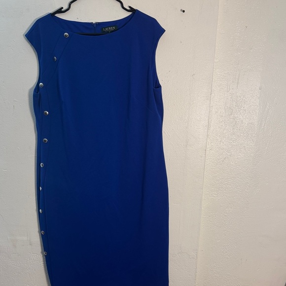 Lauren Ralph Lauren Blue Dress with Button Details size 16 Pre-owned - Picture 1 of 16